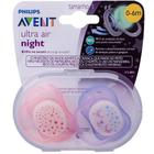 Chupeta ultra air dupla night time 0-6 meses menina - avent