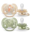 Chupeta Ultra Soft Decorada 0-6 Meses Dupla, Philips Avent, Verde e Bege