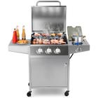 Churrasqueira Inox a Gas 3 Queimadores Estilo Americana com Bafo e termometro carrinho com rodinhas feito para churrasco profissional acende automatic