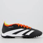 Chuteira Adidas Predator League 24 Academy Low TF Society Preta e Vermelha