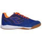 Chuteira Diadora Vittoria Futsal Masculino - Azul e Laranja