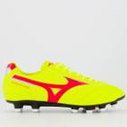 Chuteira Mizuno Morelia Classic MD Campo Amarela e Vermelha