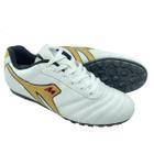 Chuteira Society Couro Mathaus Azzurra - Branco e Dourado