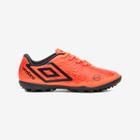 Chuteira Society Umbro Orbit Infantil Cor: Coral E Vermelho - Tamanho: 33