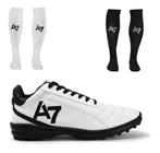 Chuteira Tênis Futsal-society-campo Preto +2 Meião Branco E Preto - GL Line Shoes