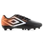 Chuteira Umbro Campo Warskin Preta e Laranja - Masculina