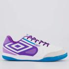 Chuteira Umbro Pro 5 Bump Club Futsal Branca e Rox