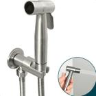 Chuveirinho Higienica Ducha Inox Escovado Bide Banheiro 1/4 De Volta Mangueira 1,5m Ducha Completa Mangueira Flexível 150cm Aço Inox 304 Fosco Luxo