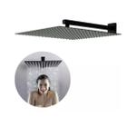 Chuveiro ducha quadrado banheiro 25x25 preto fosco com braço parede