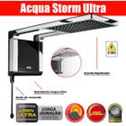 Chuveiro Elétrico Grande e Quadrado Preto Com Cromado Acqua Storm Ultra 127v 5500w