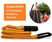 Cinta Para Elevação De Carga 6m X 250mm 10 Tonelada Laranja