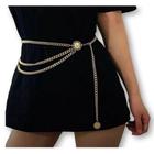 Cinto corrente estiloso body chain duas moedas feminino moda