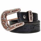 Cinto Country Feminino Com Strass Fivela Quadrada 100% Couro