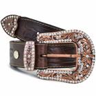 Cinto Feminino Country Muladeiro Strass Sertanejo Rodeio Br Couro Marrom