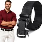 Cinto Tático De Lona Preto Ajustável Com Fivela Metálica Masculino Feminino Casual Social
