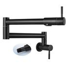 Cinwiny Pot Filler Faucet Wall Mount Matte Black Kitchen Restaurant Sink Stretchable Commercial Faucet with Folding Double Joint Swing Arm Single Hole Two Handles NPT Inoxidless Steel