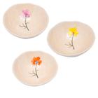 Cj 03 bowls ceramica flor laranja amarela/rosa trento wolff