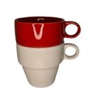 Cj 2 caneca ceramica empilhavel 210ml - inovavariedades