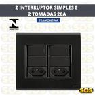 Cj 2 interruptores simples + 2 tomadas 20a 4x4 liz grafite tramontina