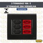 Cj 3 tomadas 10a + 3 tomadas 20a vermelha 4x4 liz grafite tramontina