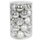 Cj 34 Bolas De Natal Prata Mista C/ Glitter 6cm Vencedor