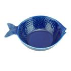 CJ 4 BOWLS CERÂMICA PEIXE OCEAN AZUL 20x14cm