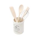 Cj 4 Utensílios Cozinha C/Suporte Cerâmica Sweet Home Branco Bon Gourmet