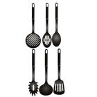 Cj 6 Peças Utensílios P/ Cozinha Plástico Preto 30cm - Vencedor