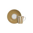 Cj. 6 Xícara de Chá com Pires Cerâmica Listrado Dourado Eldorado 200ml