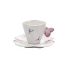 Cj 6 Xícaras Café Porcelana c/ Pires Borboletas 100ml Wolff