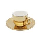 Cj jogo 6 Xic/Pires Café Porcelana Versa Branco Dourado 90ML