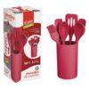 Cj. Utensílio de Cozinha de Silicone 7 Pc. Vermelho