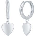 Clássico A-2677 Feminino Coração de Prata Charme Huggie Hoop Earrin