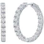 Clássico D-7977 Prata Esterlina Feminina 3x30mm CZ Hoop Earrin