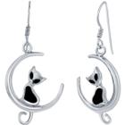 Clássico D-8031 Mulheres criado gato ônix preto na lua Earrin