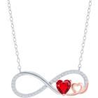 Clássico M-6843 Feminino Sterling Silver Heart Infinity Neckla