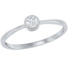 Clássico W-2751-9 Feminino Sterling Silver Bezel-Set CZ Ring,