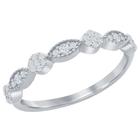 Clássico W-2776-6 Feminino Micro Pave CZ Meia Eternidade Ring, S