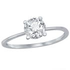 Clássico W-2786-7 Feminino 6mm Solitaire CZ 4-pinos Ring, Tamanho