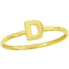 Clássico W-2821-6 Unisex Gold Tone D Anel Martelado Inicial, S