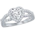 Clássico W-2848-7 Feminino entrelaçado Shank Heart CZ Ring, Si