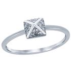 Clássico W-9799-6 Prata Feminina Praça CZ Pyramid Ring, Tamanho