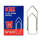 Clips Galvanizados Para Papéis N 6/0 Com 25 Unidades - Kaz