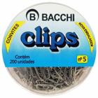 Clips para Papel Nº5 Prata Bacchi 200 Unidades