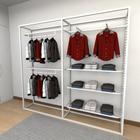 Closet araras, guarda roupas aberto industrial com 10 peças branco fdbrb68