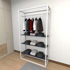 Closet araras, guarda roupas aberto industrial com 11 peças branco e preto fdbrp14