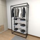 Closet araras, guarda roupas aberto industrial com 11 peças preto e branco fdprb13