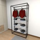 Closet araras, guarda roupas aberto industrial com 13 peças preto e branco fdprb15