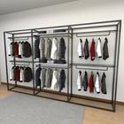 Closet araras, guarda roupas aberto industrial com 15 peças preto e branco fdprb180