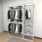 Closet araras, guarda roupas aberto industrial com 16 peças branco fdbrb317